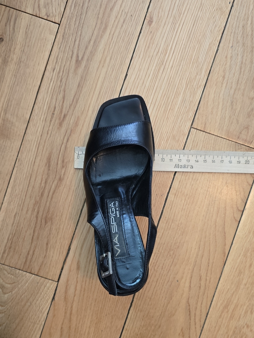 Via Spiga Black Leather Open-Toe Slingback Heels - Picture 10 of 10